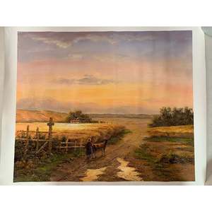 20 \ "X 24 \" pitture ad olio dipinte a mano di arte arte classica disegno del campo in stile Art déco blu incorniciato arte della parete per il soggiorno - Product Image 2