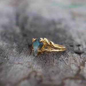 Anillo de piedra labradorita Plata de Ley 925 sólida 18K chapado en oro para mujer compromiso boda Navidad día regalo anillo joyería fina - Product Image 3