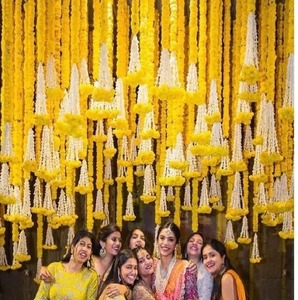 Marigold Garlandพร้อมTuberose Marigoldช่อสําหรับงานแต่งงานHaldi Mehndiตกแต่งตกแต่งบ้านแขวนผนังMandap Decorพื้นหลัง - Product Image 6