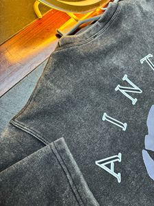 Camiseta con Estampado Digital Personalizado, Lavado Ácido, Estilo Vintage, Holgada, Unisex, Algodón Grueso de 300g, Moda Retro para Hombre y Mujer - Product Image 3