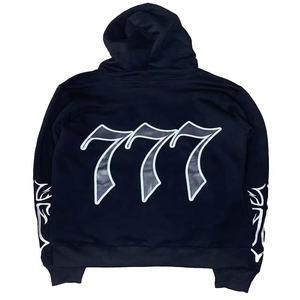 Custom 500G Men's Hooded Pullover Unisex Heavyweight Cotton <b>Hoodie</b> Plain Black with Puff Printing Embroidery Logo Casual Style - Product Image 4