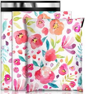 Paquete de 100 bolsas de polietileno de 25x33 cm con sello autoadhesivo y diseño floral colorido - Product Image 1