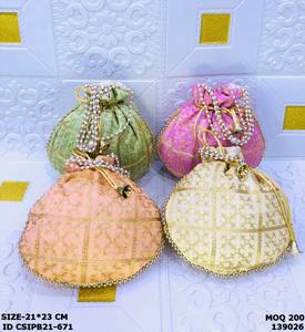 Bolsos de mano de seda bordados de moda premium para novias, bolsos de regalo étnicos tradicionales para damas, con forro de algodón, multifunción - Product Image 1