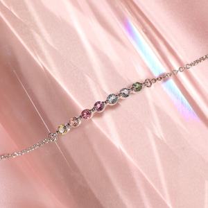 Pulsera de Piedras Preciosas Arcoíris Pastel, Cadena de Cuentas Multicolor, Estilo Divertido para Mujer, Plata de Ley 925, Espectro Diario - Product Image 3