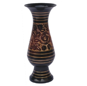 High Quality Brass Flower <b>Vase</b> With <b>Engraving</b> Gold And Black Paint Finished For Home Decor Table Decoration Flower <b>Vase</b> - Product Image 5