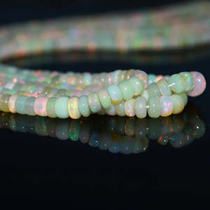 Perle Rondelle Lisse en Opale Bleue d'Éthiopie 100% Naturelle, Verre Cristallin de Haute Qualité pour Bijoux en Perles de Lampwork - Product Image 2