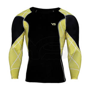 เสื้อออกกำลังกายรัดรูปของผู้ชายเสื้อยืดกีฬาเสื้อกีฬาเสื้อเปล่าลำลองสีทึบ - Product Image 2