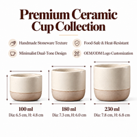 Kingze Tasses à Café et Thé en Céramique Personnalisables sans Anse pour Espresso Cappuccino 100ml 180ml 230ml