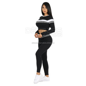Ensemble de soutien-gorge Leggings de gymnastique pour femmes taille élastique solide séchage rapide respirant 100% coton ensemble de Yoga d'entraînement pour dames en gros - Product Image 4