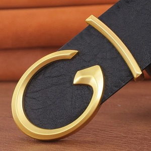 Hombres diseñador Casual moda suave hebilla cinturones de cuero de alta calidad de lujo famosa marca joven Jeans café cinturón de cuero genuino - Product Image 3