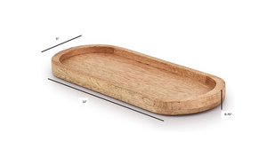 Ensemble de 3 plateaux de service en bois ovales faits à la main, polis, en bois naturel avec poignée, adaptés aux aliments, pour usage domestique - Product Image 4