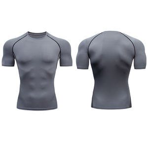 High Quality Slim Fit Men Compression Running Shirt Short Sleeve Gym Compression Shirt Men Rash Guard Top - Product Image 1