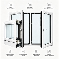 Fenêtre à battant en alliage d'aluminium 6063-T6 à rupture de pont thermique, double vitrage, cadre fin, insonorisée, résistante aux chocs, sur mesure pour projets d'appartements