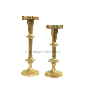 Bougeoirs coniques simples fantaisie bougeoir conique doré en métal galvanisé ensemble de chandelier en métal doré en laiton - Product Image 1