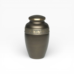 Urna Funeraria de Bronce Mate con Banda de Pan de Oro y Forma Tradicional para Tributo Conmemorativo - Product Image 1