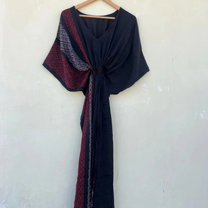 Caftán de seda reciclado estilo bohemio cubierta de playa con función de secado rápido 100% gasa informal para verano otoño primavera - Product Image 1