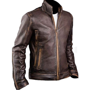 Chaqueta de Cuero de Cordero Genuino Marrón Desgastado, Diseño 2025, Venta Caliente, para Hombre, Estilo Urbano, Impermeable, Personalizable, Vintage, Invierno - Product Image 6