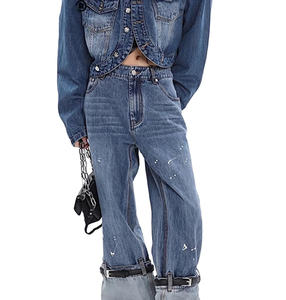 Precio barato de fábrica Fabricante Proveedor Básico Slim Fit Washed Mujer Jeans Chaqueta Conjuntos Mejor Calidad Logotipo Personalizado Tonos - Product Image 3