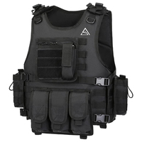 Gilet Tactique Multifonctionnel Porte-Plaques à Cadre Externe, Fermeture Éclair, Réglable, Respirant, Imperméable, Anti-Vol, pour Exercice Physique