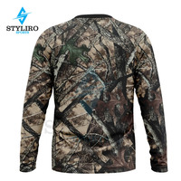 T-shirt tactique pour homme, camouflage numérique Real Tree, manches longues, jersey, chasse, randonnée, camping, écologique, 240g, séchage rapide