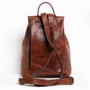Sac à dos en cuir véritable anti-vol unisexe pour voyage d'affaires Logo personnalisé Design vintage fermeture éclair imperméable Simple - Product Image 5