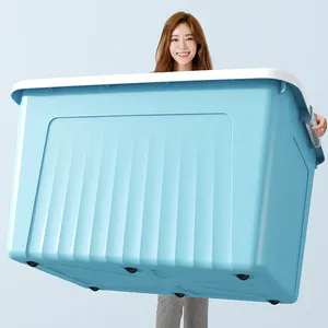 Plastic Colorful Storage Box With Lid For Clothing Large Soild Colour Plastic Storage Box with Lid Clothing Organizer