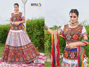 ชุดเลเฮนกาโชลีแบบใหม่สำหรับเทศกาลนาวราตรี ชุดเลเฮนกาโชลีแบบดั้งเดิมของอินเดีย ชุดเลเฮนกาโชลีแบบดีไซเนอร์ ชุดเลเฮนกาโชลีผ้าฝ้าย - Product Image 6