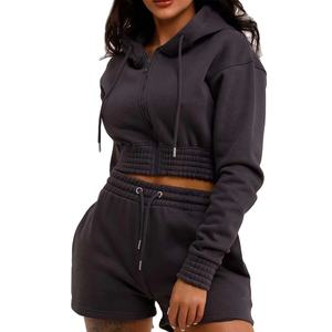 ชุดเซ็ตเสื้อฮู้ดและกางเกงวอร์มผ้าฟลีซสำหรับผู้หญิง พิมพ์โลโก้ได้ ผ้าฝ้าย 100% สไตล์สตรีทแวร์ ชุดลำลองสำหรับฤดูหนาว - Product Image 1