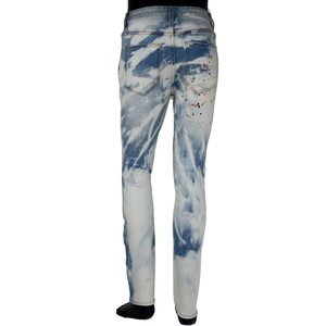 Custom Wholesale High Quality High Street Breathable Winter Streetwear Washed Paint Casual Blue <b>Jeans</b> for Men - Product Image 5