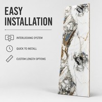 Panneau mural en PVC UV effet marbre bleu rouille charbon blanc, revêtement décoratif intérieur imperméable