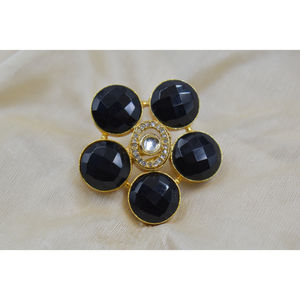 <b>Vintage</b> GOLDPLATED BRASS STONE <b>Ring</b> with 18K <b>Gold</b> Plating and Colored Gemstone Fashion Jewelry <b>Rings</b> - Product Image 1