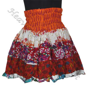 Mini jupe boho sexy en coton avec écusson multicolore élégant pour l'été mode confortable - Product Image 3