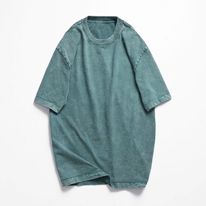 Camiseta de tela Oxford de poliéster/algodón lavado ácido OEM ODM para hombre, serigrafía personalizada frontal, transpirable, de talla grande - Product Image 6