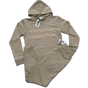 Logo personnalisé hommes survêtements Sweat ensemble Jogging plaine deux 2 pièces survêtements pantalons de survêtement et ensemble de sweat à capuche - Product Image 1