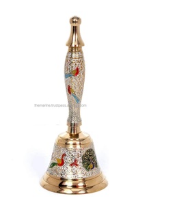 Campana de latón Jingle colorida de diseñador, campana de barco de latón completo náutico de mano, regalo marino coleccionable, artesanías de Metal - Product Image 1