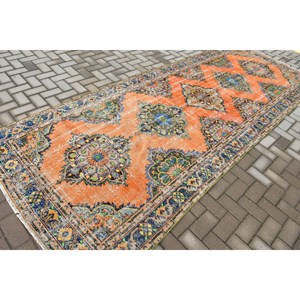 Vintage <b>Rug</b>, <b>Runner</b> 4.7x12.6 ft <b>Rug</b>, Orange Abstract <b>Rug</b> - Product Image 2