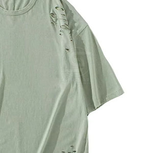 T-shirts pour hommes en coton 100% de dernière génération, couleur unie, taille adulte, coupe ample, imprimé, délavé - Product Image 5