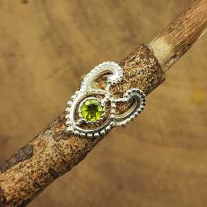 Elegant <b>Boho</b> 925 Sterling <b>Silver</b> Cocktail Engagement <b>Ring</b> Artisan Crafted Beautiful Peridot Diamond Elegant Designer Jewelry - Product Image 1