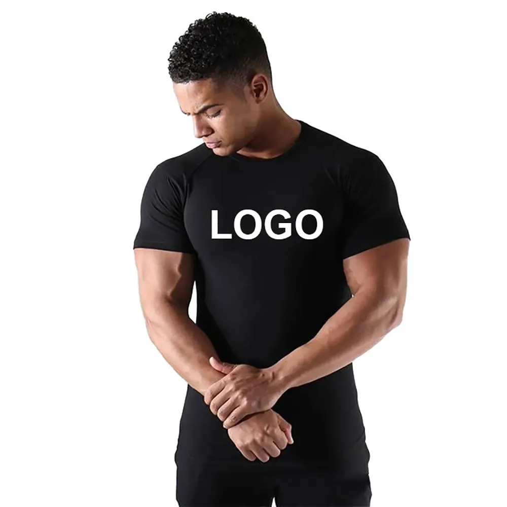 Áo Thun Thể Dục Chạy Bộ Nhanh Khô Bằng Polyester Logo Tùy Chỉnh Áo Thun Nam Cơ Bắp Thể Thao Tập Gym Thể Thao Tập Luyện