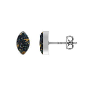 Pendientes de Plata de Ley 925 con Azurita y Malaquita, Corte Pera, Marquesa, Ovalado, con Cierre de Mariposa, Engaste de Bisel, Regalo - Product Image 2