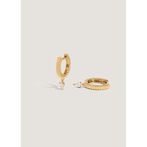 Solis Diamond <b>Huggie</b> Earrings with Ribbed Design - Product Image 5