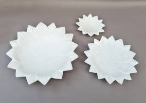 Cuenco Decorativo de Mármol Blanco con Diseño de Flor, Hecho a Mano, Pulido, Minimalista, Multiusos, para Frutas, Utensilios de Cocina, Recipiente Acanalado - Product Image 4