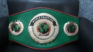 Custom Boxing Championship <b>Belt</b> With <b>Red</b> Leather Strap And Gold Plated Plate - Product Image 1