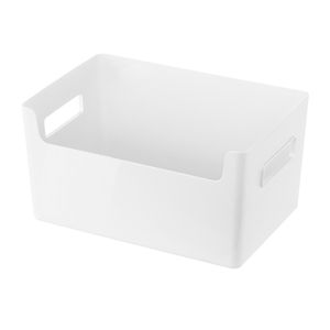 Papelera de plástico con asas de recorte, organizador, color blanco - Product Image 3