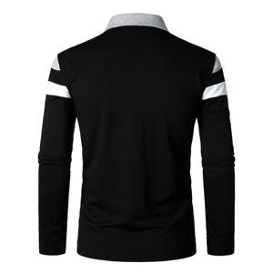เสื้อโปโลผู้ชายแฟชั่นฤดูร้อนเสื้อโปโลแขนยาวลำลองลายขวางเสื้อโปโลมีซิป - Product Image 3