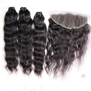 Venta al por mayor paquetes de cabello humano con conjunto de cierre, más vendido cabello crudo vietnamita 3 paquetes con cierre frontal de encaje