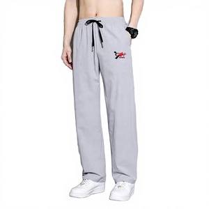 High Quality Custom Logo Summer New Collection <b>Thin</b> Quick Drying Loose Fit Casual Sports Trousers Mens Ice Silk Pants - Product Image 1