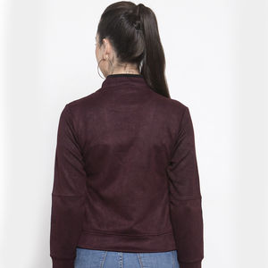 Women's Sheep Skin <b>Bomber</b> <b>Jacket</b> <b>Suede</b> Lining Breathable Eco-Friendly Reversible Zipper Closure Embroidery Quick Dry Custom ODM - Product Image 2