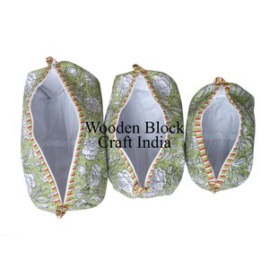 Juego de 3 Bolsas de Algodón 100% Indio Hechas a Mano, Ecológicas y Elegantes, con Cierre de Cremallera para Mujer - Product Image 4