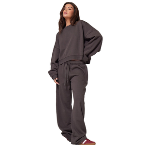 Titlists Blanc Femmes Costume Empilé Streetwear Survêtement Survêtement Deux Pièces Jogger Flare Pantalon Ensembles Baggy Survêtement Ensemble - Product Image 1